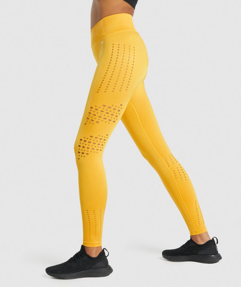 Legginsy Gymshark Glow Seamless Damskie Żółte | PL 672NUJ